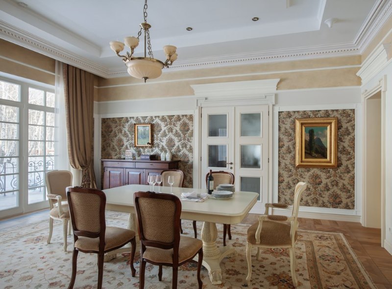 Classic living room interior in brown shades