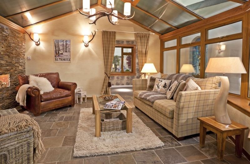 Ceramic floor in the living room of a country house