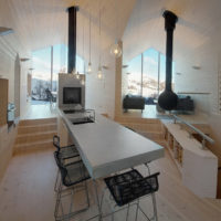 Living room interior of a private house with metal stoves