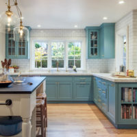 White brick wall in the kitchen interior