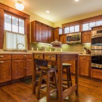 Wooden table in the kitchen of a country house