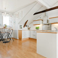 Spacious attic kitchen