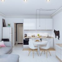 Kitchen living room in white