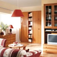 Brown furniture in the interior of a city apartment