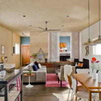 Dining area with wooden table