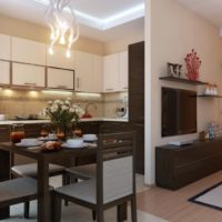 Original lamps in the interior of the kitchen-living room