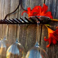 Pendant for wine glasses from an old rake