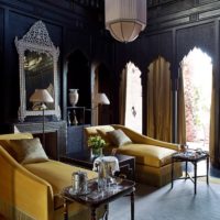 Dark bedroom in oriental style