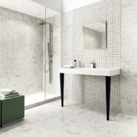 Gray and white interior of a modern bathroom