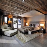 The bedroom of a German house in dark shades