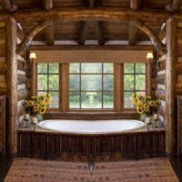 Bathroom in a wooden house