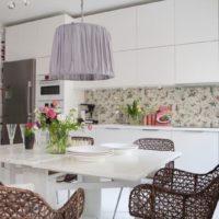 Wicker furniture in the kitchen-living room