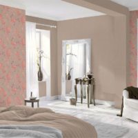 The combination of floral wallpaper with painted walls