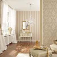 Beige wallpaper in a classic interior