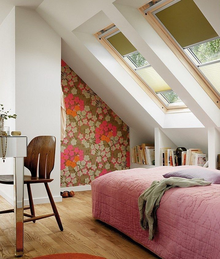 Niche decoration in the bedroom of a private house with floral wallpaper