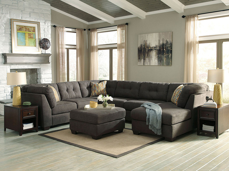 Living room of a country house in pastel colors