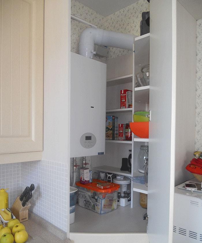 Disguising a gas boiler in a small kitchen