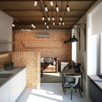 Loft-style wooden ceiling in the living room