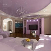 Living room design in purple hues