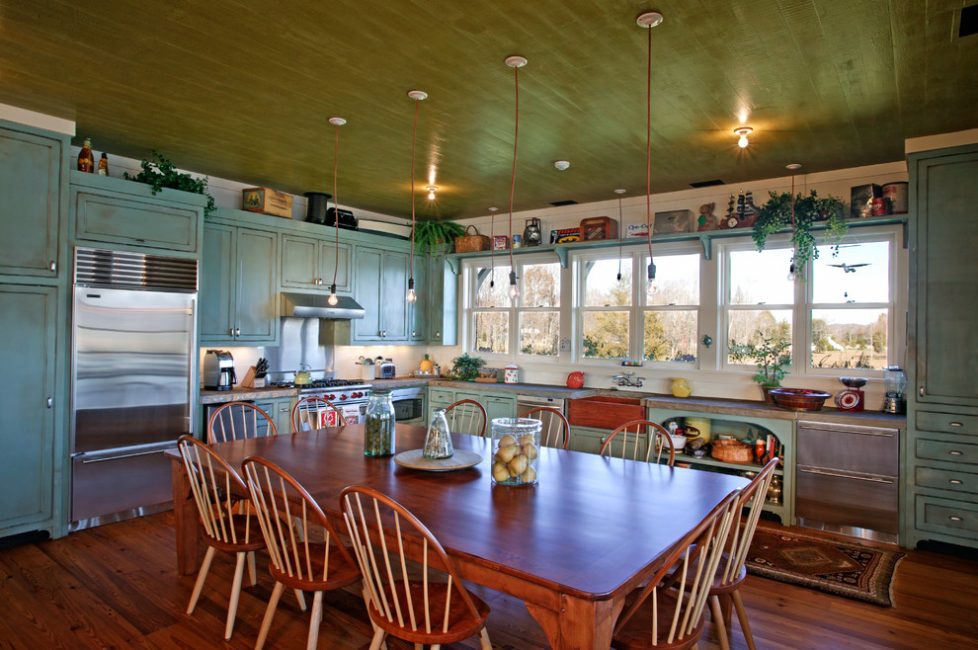 Kitchen design of a private house in retro style