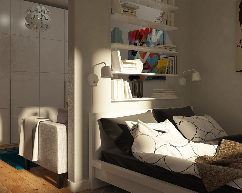 White textile in a gray living room