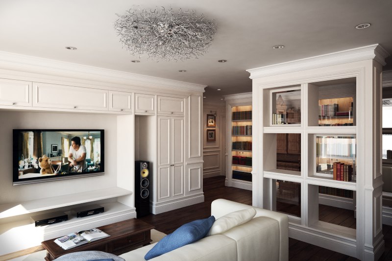 Interior of a classic living room in a modern design