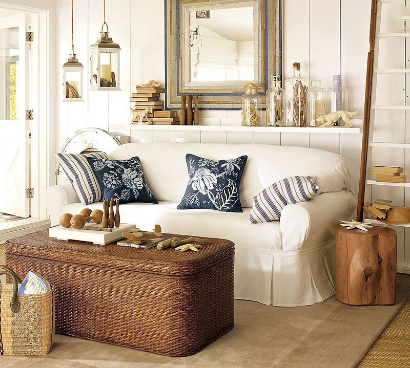 White color in the interior of the room in a marine theme