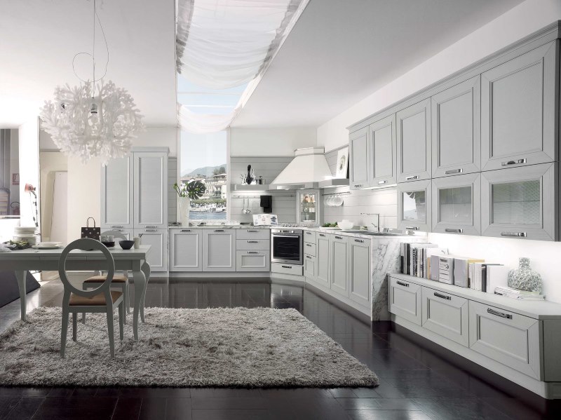 Kitchen interior in pastel colors