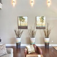 Three vases with dry branches