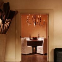 Wooden vase in the corridor of a country house