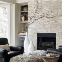 Natural stone fireplace