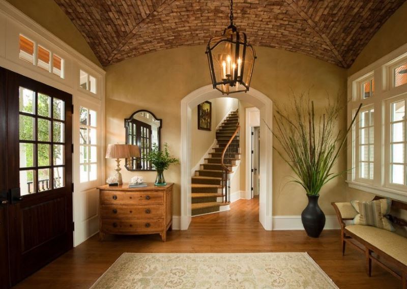 Entrance hall of a country house with a floor vase