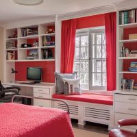 Open shelving in a girl's room