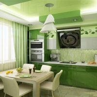 Stretch ceiling in the interior of the kitchen