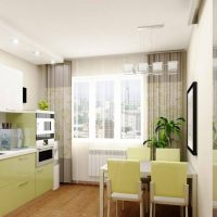 Pale green fronts of the kitchen set