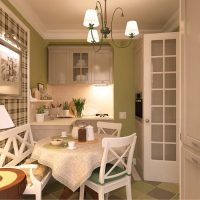 Provence style kitchen in an apartment of a multi-storey building