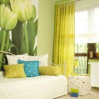 Wall mural with tulips in a bright room