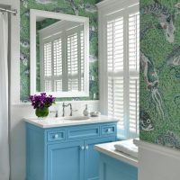 Blinds on the windows of the bathroom in a country house