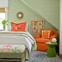 Orange armchair in a children's room