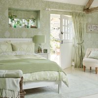 Bedroom interior with access to the courtyard of a private house