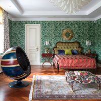 Spherical armchair in a modern bedroom