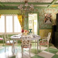 Dining area with carved chairs