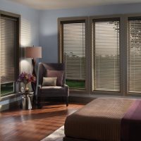 Sun blinds in the bedroom of a panel house