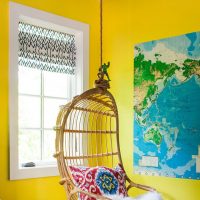 Hanging rattan chair in the nursery