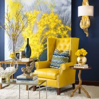 Golden color in the decor of the living room