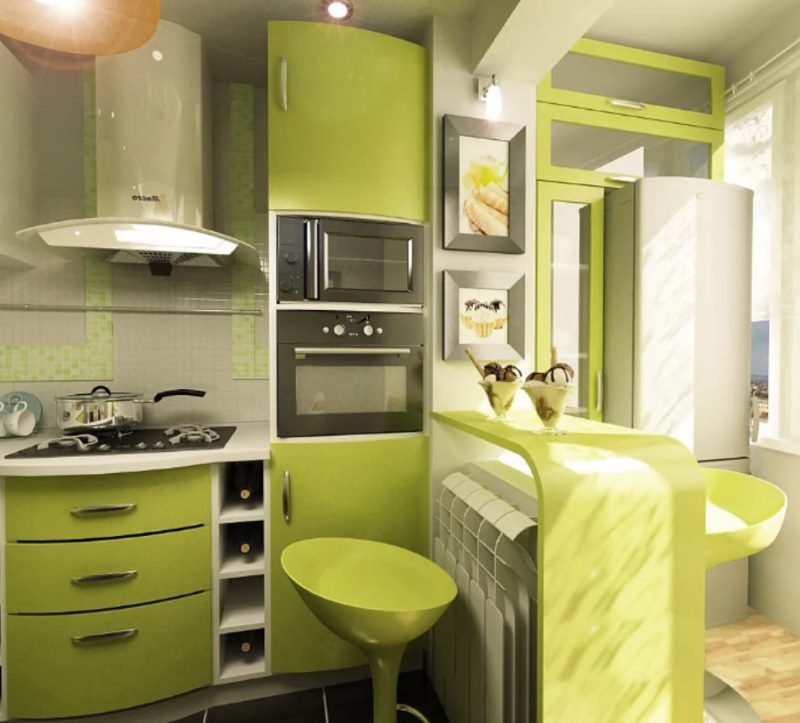 Light green kitchen in a modern style