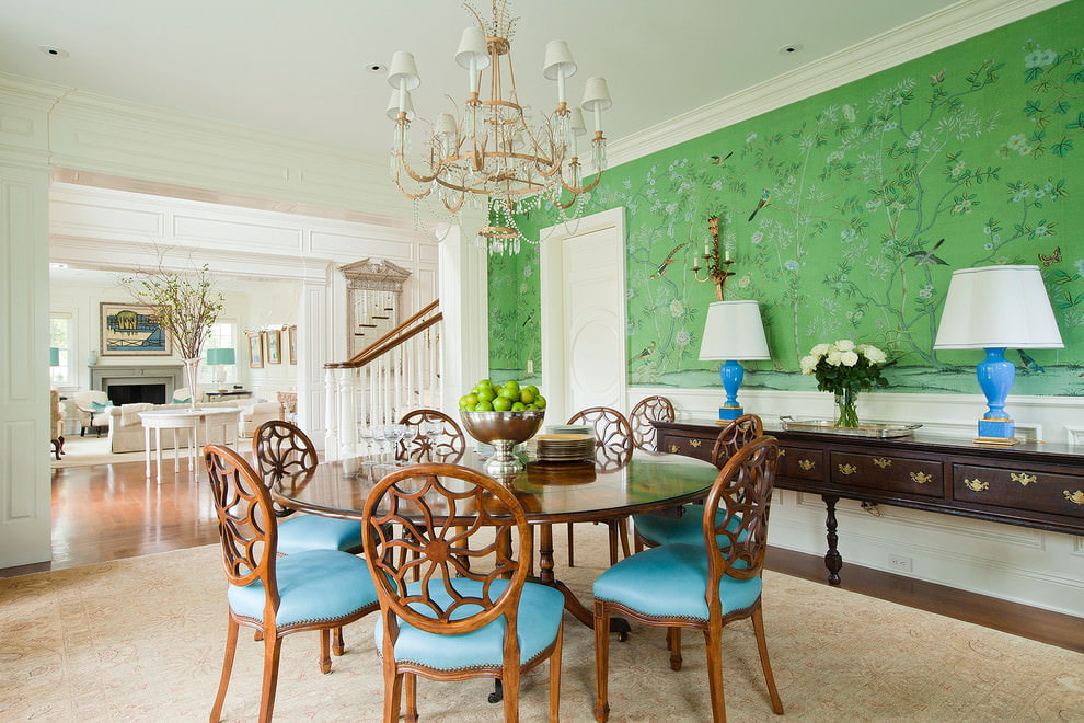 Wooden chairs in a classic living room