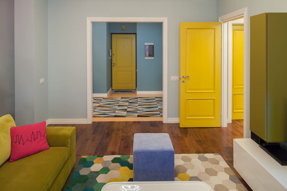 Lemon color door in the living room