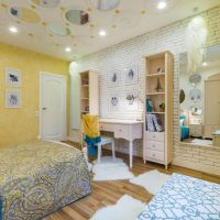 White brick wall in bedroom design