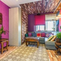 Wood furniture in the living room interior